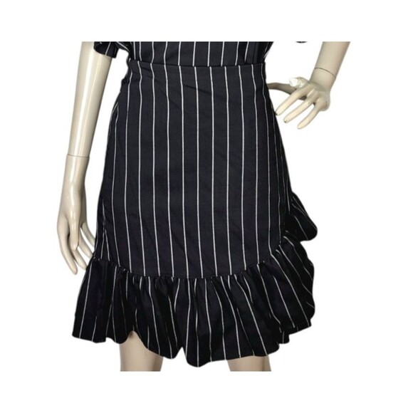 Supply & Demand Pinstriped Ruffled Flutter Sleeve Wrap Dress Large NEW - Picture 7 of 11